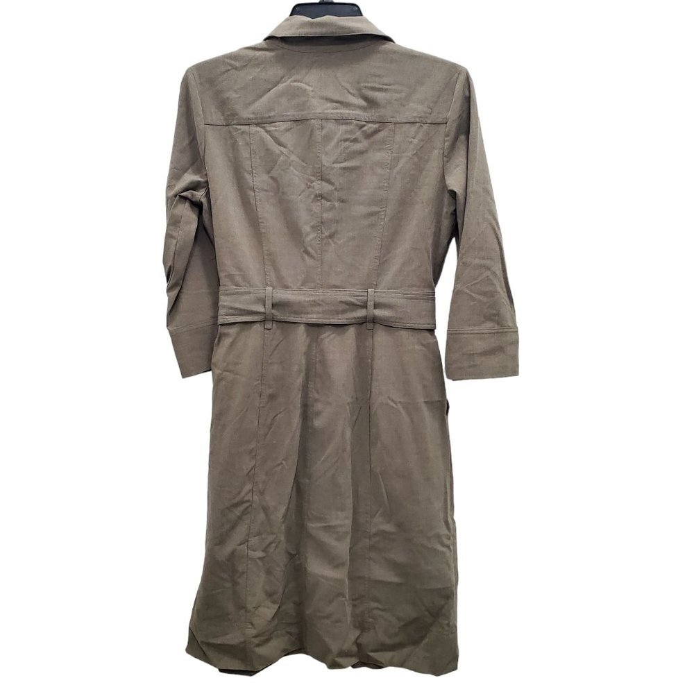 New York & Company Women's Y2K Taupe Stretch Belted Elbow Shirtdress Size 4 - Picture 7 of 7
